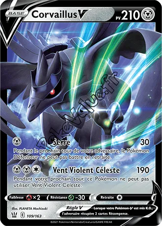 Carte Pokémon Corvaillus V  n°109 de la série Styles de Combat