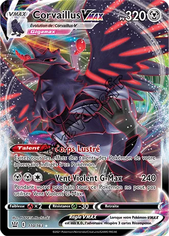Carte Pokémon Corvaillus VMAX  n°110 de la série Styles de Combat