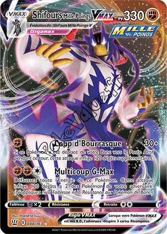 Carte Pokémon Shifours Mille Poings VMAX  n°88 de la série Styles de Combat