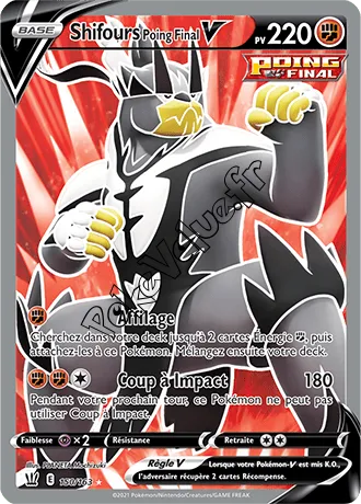 Carte Pokémon Shifours Poing Final V  n°150 de la série Styles de Combat