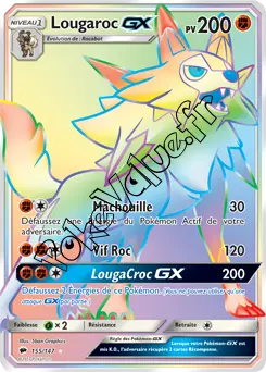Carte Pokémon Lougaroc GX n°155 de la série Ombres Ardentes