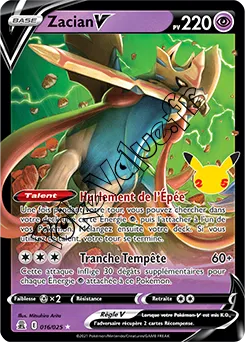 Carte Pokémon Zacian V  n°016 de la série Célébrations