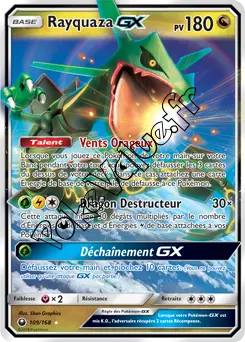 Carte Pokémon Rayquaza GX  n°109 de la série Tempête Céleste