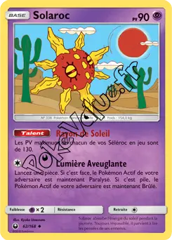 Carte Pokémon Solaroc n°62 de la série Tempête Céleste