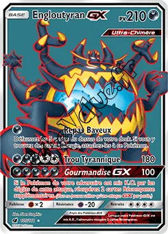 Carte Pokémon Engloutyran GX  n°105 de la série Invasion Carmin
