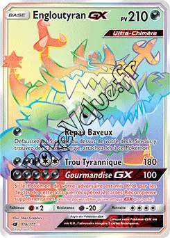 Carte Pokémon Engloutyran GX  n°116 de la série Invasion Carmin