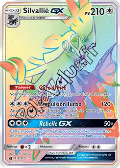 Carte Pokémon Silvallié GX n°119 de la série Invasion Carmin