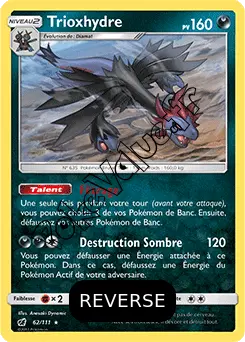 Carte Pokémon Trioxhydre Reverse n°62 de la série Invasion Carmin