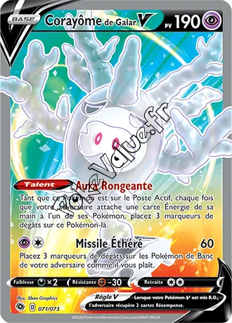 Carte Pokémon Corayôme de Galar V n°71 de la série La Voie du Maître