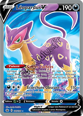 Carte Pokémon Liepard V  n°180 de la série Règne de Glace