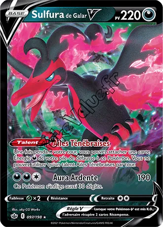 Carte Pokémon Sulfura de Galar V  n°097 de la série Règne de Glace