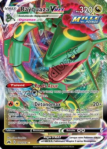 Carte Pokémon Rayquaza VMAX  n°102 de la série Zénith Suprême