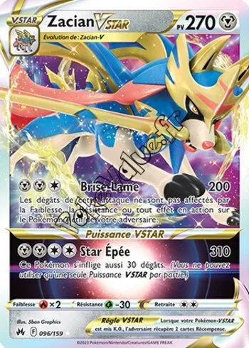 Carte Pokémon Zacian VSTAR  n°096 de la série Zénith Suprême