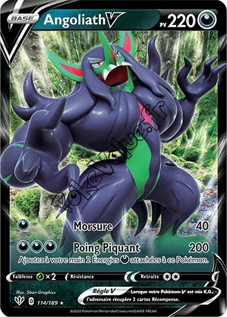 Carte Pokémon Angoliath V n°114 de la série Ténèbres Embrasées