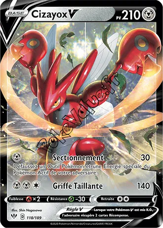 Carte Pokémon Cizayox V n°118 de la série Ténèbres Embrasées