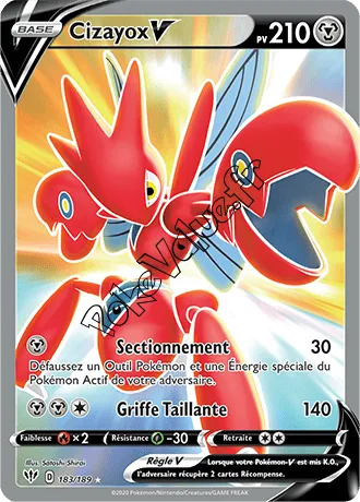 Carte Pokémon Cizayox V n°183 de la série Ténèbres Embrasées