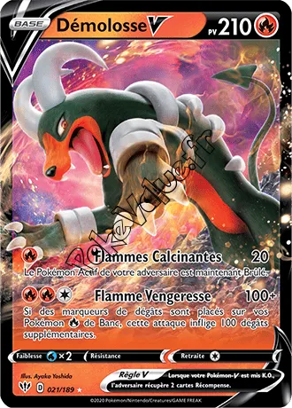 Carte Pokémon Démolosse V n°21 de la série Ténèbres Embrasées