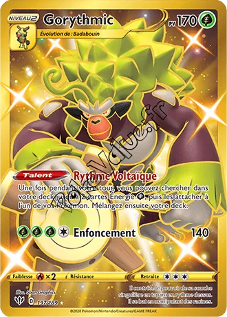 Carte Pokémon Gorythmic n°197 de la série Ténèbres Embrasées