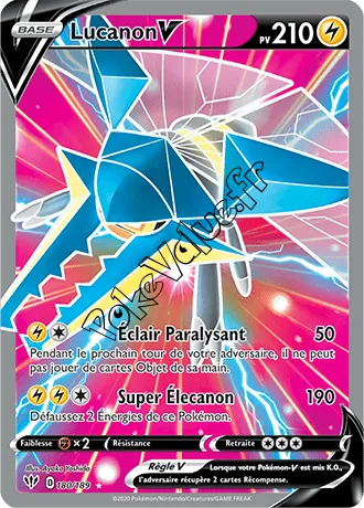 Carte Pokémon Lucanon V n°180 de la série Ténèbres Embrasées