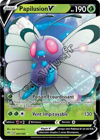 Carte Pokémon Papilusion V n°1 de la série Ténèbres Embrasées