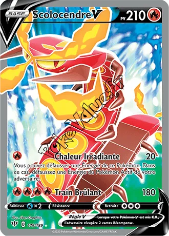 Carte Pokémon Scolocendre V n°179 de la série Ténèbres Embrasées