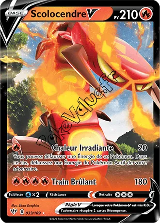 Carte Pokémon Scolocendre V n°33 de la série Ténèbres Embrasées