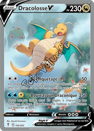 Carte Pokémon Dracolosse V  n°192 de la série Évolution Céleste