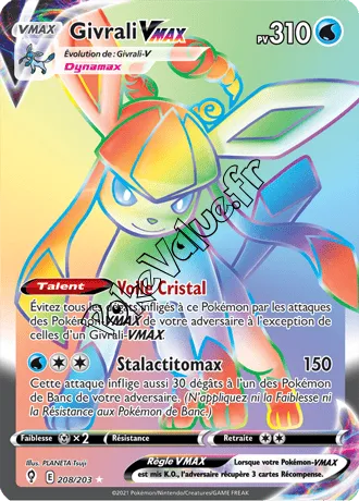 Carte Pokémon Givrali VMAX  n°208 de la série Évolution Céleste