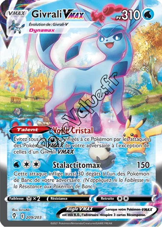 Carte Pokémon Givrali VMAX  n°209 de la série Évolution Céleste