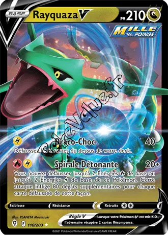 Carte Pokémon Rayquaza V  n°110 de la série Évolution Céleste