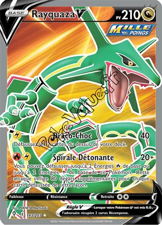 Carte Pokémon Rayquaza V  n°193 de la série Évolution Céleste