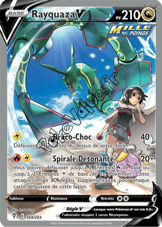 Carte Pokémon Rayquaza V  n°194 de la série Évolution Céleste