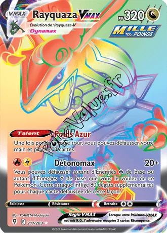 Carte Pokémon Rayquaza VMAX  n°217 de la série Évolution Céleste