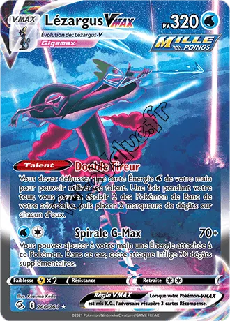 Carte Pokémon Lézargus VMAX  n°266 de la série Poing de Fusion