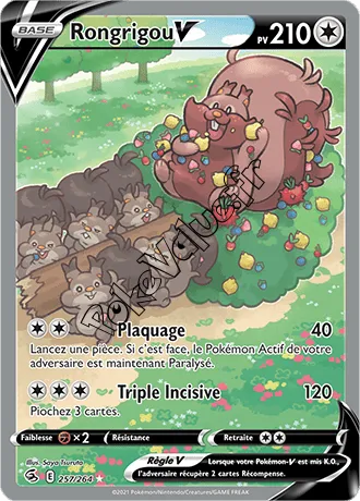 Carte Pokémon Rongrigou V  n°257 de la série Poing de Fusion