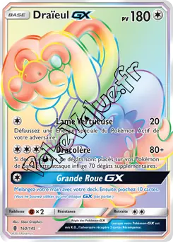 Carte Pokémon Draïeul GX n°160 de la série Gardiens Ascendant