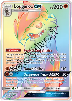 Carte Pokémon Lougaroc GX  n°156 de la série Gardiens Ascendant