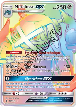 Carte Pokémon Métalosse GX n°157 de la série Gardiens Ascendant