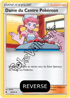 Carte Pokémon Dame du Centre Pokémon Reverse n°64 de la série Destinées Occultes