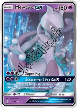 Carte Pokémon Mewtwo GX  n°31 de la série Destinées Occultes
