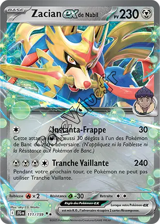 Carte Pokémon Zacian ex de Nabil  n°111 de la série Aventures Ensemble