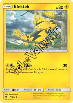 Carte Pokémon Élektek n°71 de la série Tonnerre Perdu