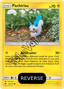 Carte Pokémon Pachirisu  Reverse n°80 de la série Tonnerre Perdu