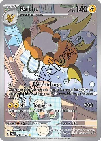 Carte Pokémon Raichu  n°211 de la série Évolutions à Paldea