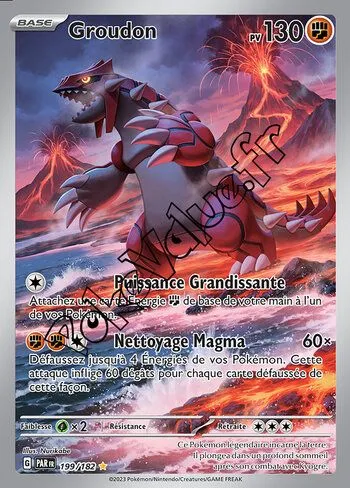 Carte Pokémon Groudon  n°199 de la série Faille Paradoxe