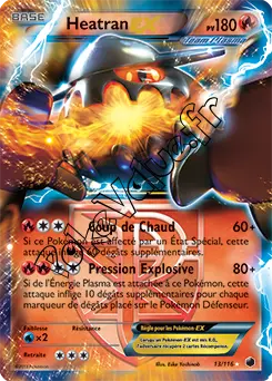 Carte Pokémon Heatran EX  n°13 de la série Glaciation Plasma