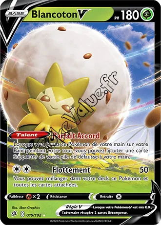 Carte Pokémon Blancoton V  n°19 de la série Clash des Rebelles