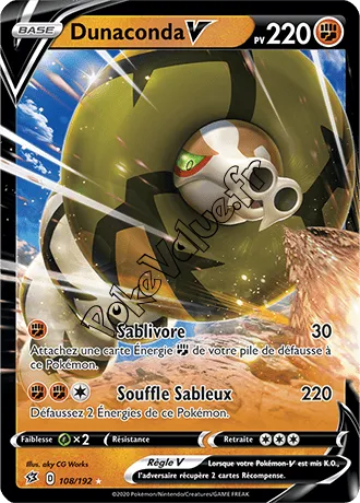 Carte Pokémon Dunaconda V  n°108 de la série Clash des Rebelles