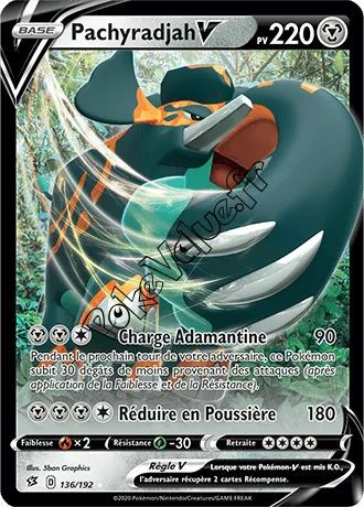 Carte Pokémon Pachyradjah V n°136 de la série Clash des Rebelles
