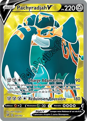 Carte Pokémon Pachyradjah V n°187 de la série Clash des Rebelles